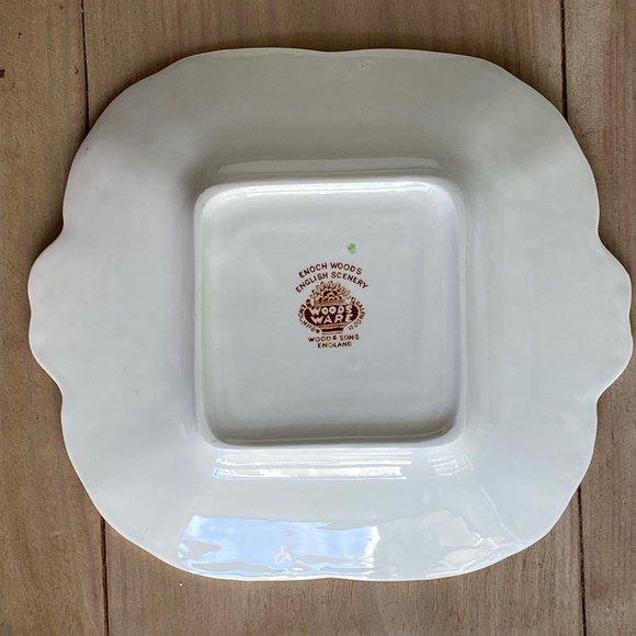 Set of 2 Enoch Woods English Scenery Brown Multicolor Bowl and Square Cake Plate - Picture 10 of 14